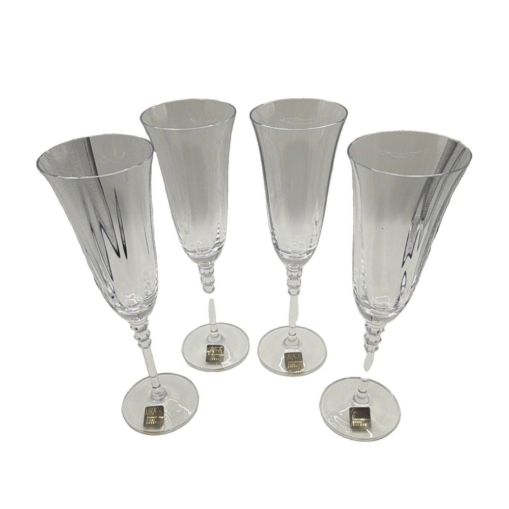 Mikasa Sonnet T7101 Clear Fluted Champagne Flutes Glasses 10 oz Set of 4